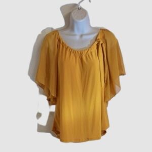 Gold Flutter Sleeve Relaxed Blouse